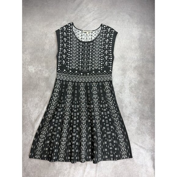 Geometric Pattern Sleeveless Knit Dress XL By 41 Hawthorn - Black & White - Picture 1 of 9